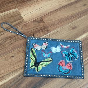 Blue Urban Expressions Butterfly Bag Zip Close